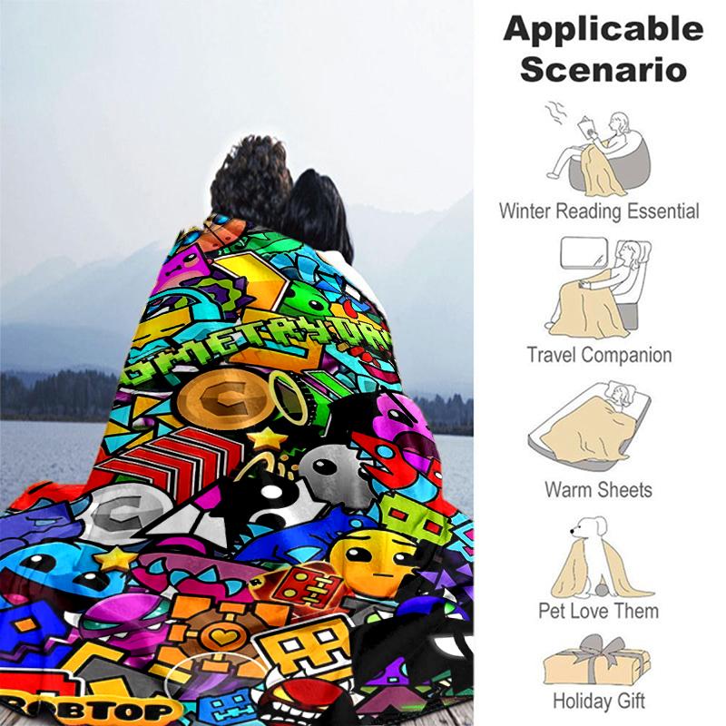 1pc Blanket Geometry Dash5 Print Design, Lightweight Blanket for Sofa, Bed- Soft &Warm, Gift for All Seasons like Christmas, Halloween