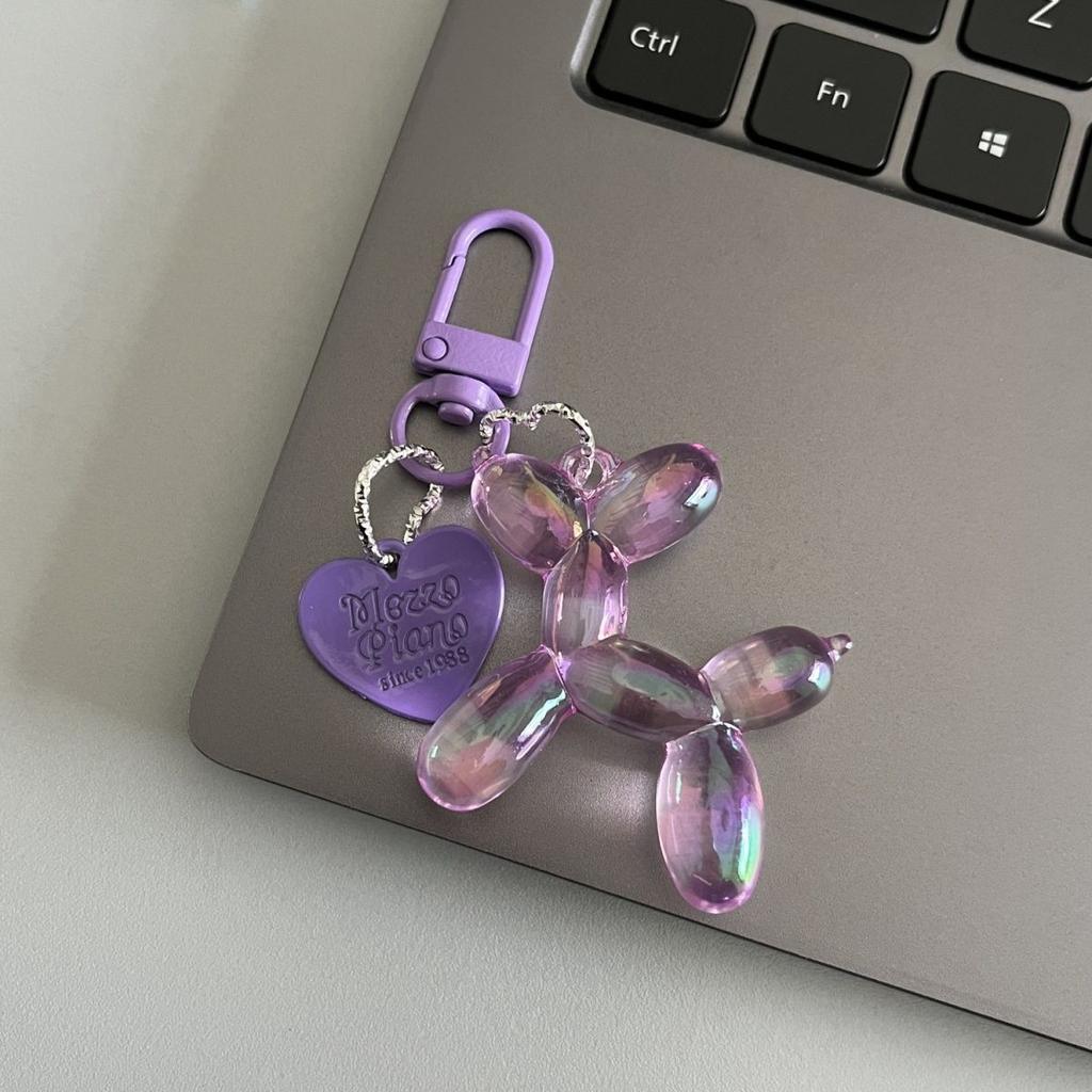 New Candy Color Sweet Resin Balloon Dog Keychain for Women Girls Animal Shaped Phone Chain Key Buckle Accessories Bag Pendant