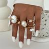 IngeSight.Z 4Pcs/set Irregular Baroque Imitation Pearl Open Ring Women Korean Trendy Gold Color Finger Ring Party Luxury Jewelry