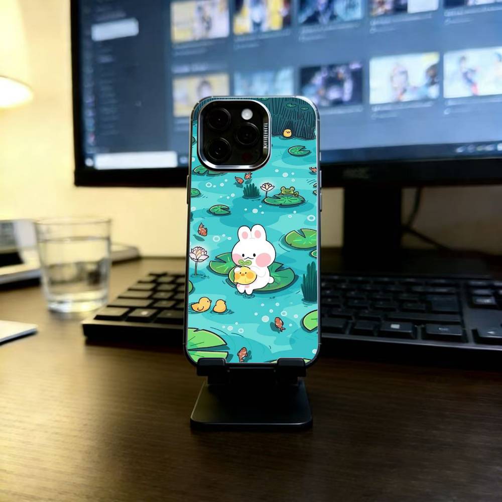 Bunny Kawaii Phone Case For iPhone 17,16,15,14,13,12,11 Plus,Pro Max,XS,Colorful Silver Black Cover