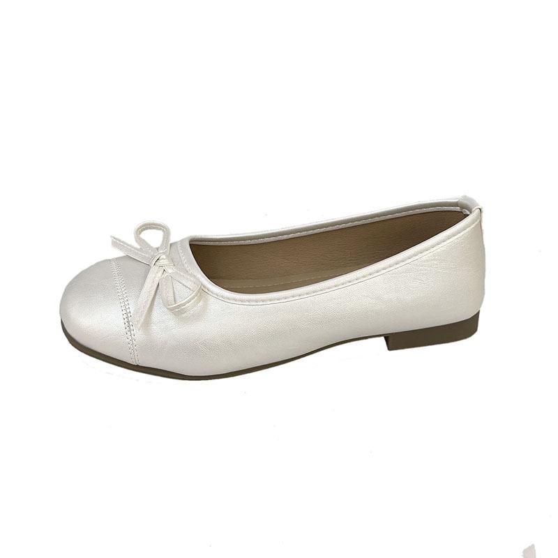 Temperament flat-soled evening shoes French small red single shoes women's shoes 2025 spring and autumn soft-soled silver ballet shoes