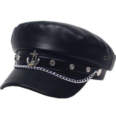 Casual CA609 Cap, Chain, Anchor, Plain, Hat, Scene, Cosplay, Design, Women's (Black)