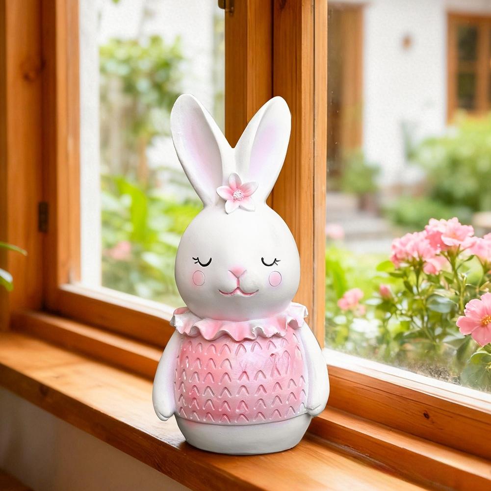 Easter Table Centerpiece Resin Bunny Figurine Hand-Painted Figure Easter Theme Resin Material Modern Minimalist Style