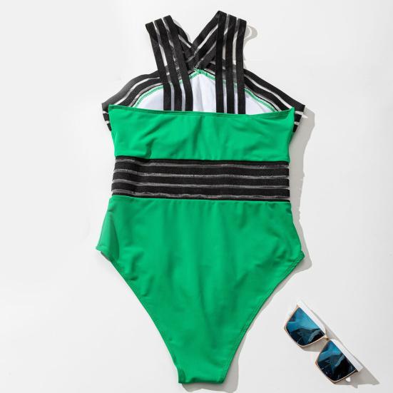 

Yousheng Женский сексуальный монокини Crossover Halter Цельный купальник Hollow Mesh Splicing Высокая талия S-образный купальник Пляжная одежда