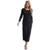 Damen Unifarbene Islamische Arabische Kleider Rundhalsausschnitt Langarm Muslimische Gebets-Langgewänder Locker Basic-Kleid für Freizeitkleidung
