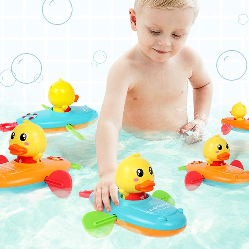 Kinder Bad Wasser Spielen Spielzeug Kette Ruderboot Schwimmen Schwimmende Cartoon Gelbe Ente Säugling Baby Frühe Bildung Badezimmer Strand Geschenke