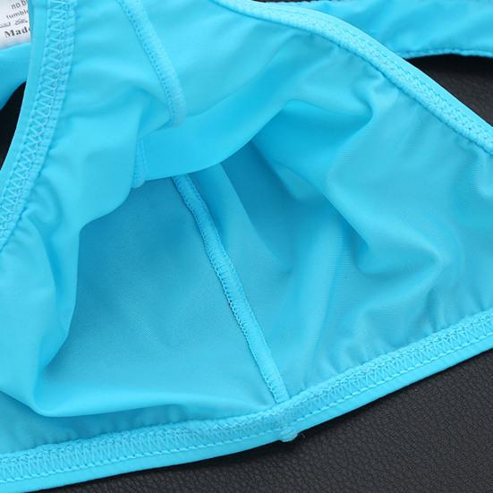 Men Briefs Elastic Solid Color T-shaped Thong Ice Silk Low Waist Quick Dry