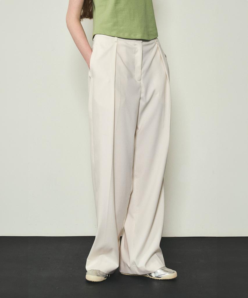 CITTA Linen Inside Pintuck Slacks_Ctb520(Cream)