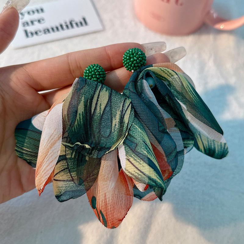 

Креативные серьги-цветы в стиле Cross border Bohemy, оригинальный женский дизайн, серьги-кисточки с тканевым узором