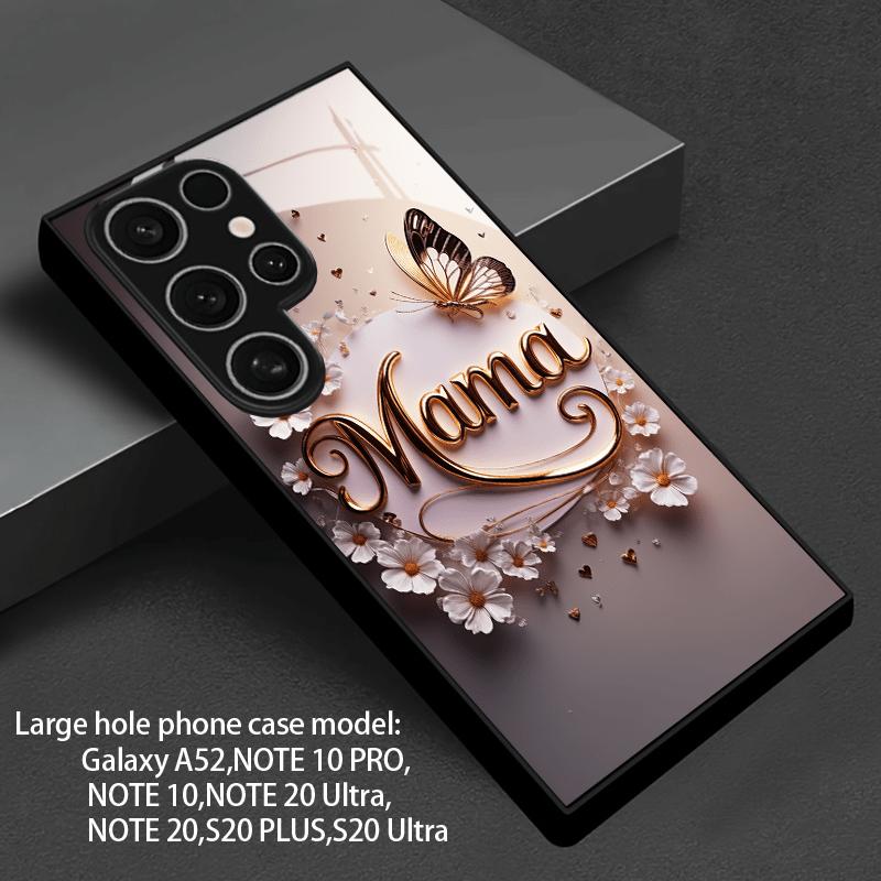 Golden Butterfly Mom Glass Phone Case Suitable for Samsung Galaxy S26 S25 S24 S23 S22 S20 FE/Ultra/Plus Anti Drop Back Cover