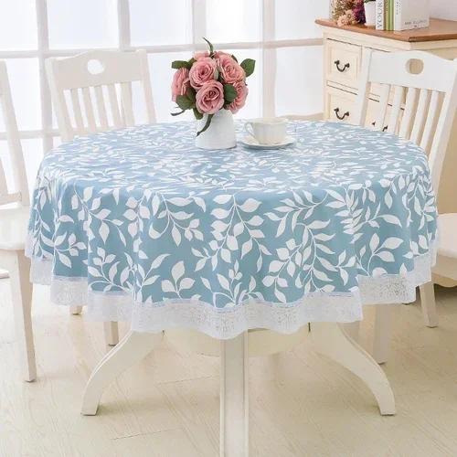 2 Meter Lace Edge Circular Coffee Table Mat PVC Circular Tablecloth Waterproof Anti Scald Anti Oil Wash Free Cloth