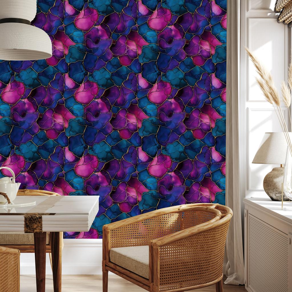 Ink Wallpaper Navy Blue and Plum for Living Room and Bedroom 50x1000