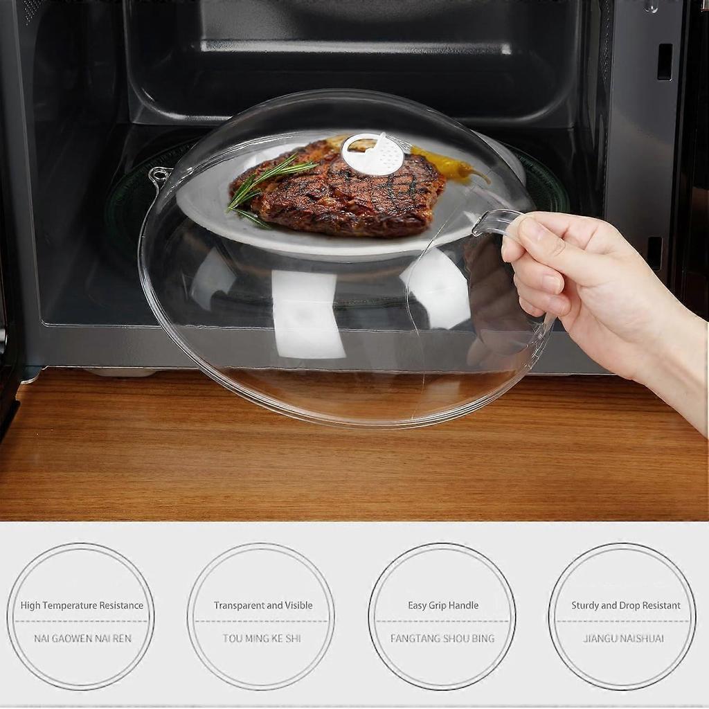 Microwave Splatter Cover for Food,Clear Microwave Splash Guard Cooker lid with Handle-10.5 inch diameter- clear