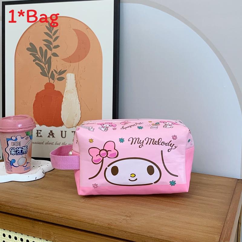 Cinnamoroll Kuromi Melody Print Nylon Travel Makeup Bag With Breathable Design For Unisex Use