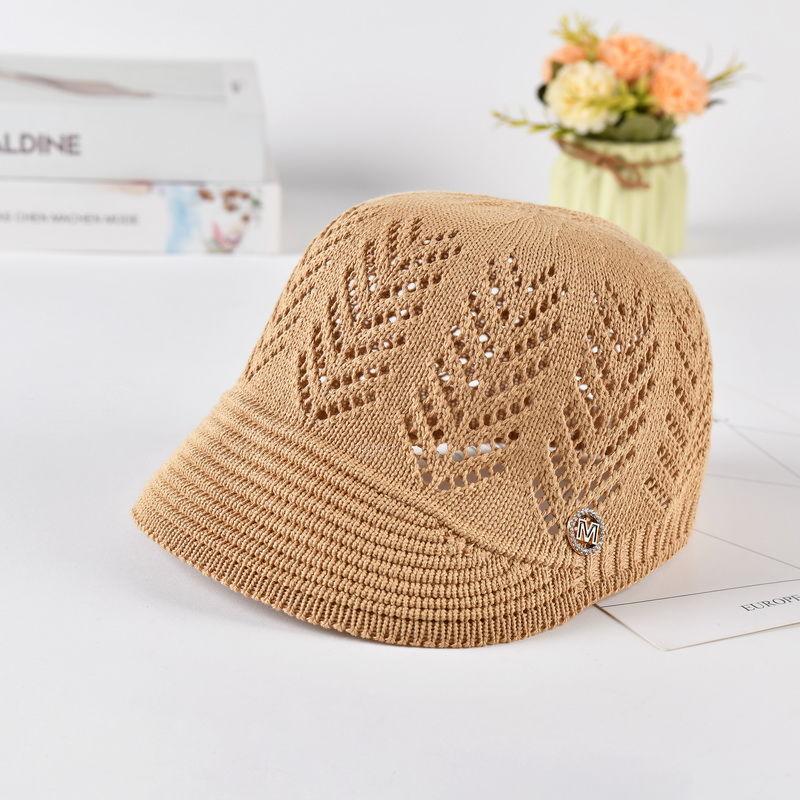 Spring and Summer Hat Thin Fashionable Breathable Women's Outdoor UV Resistant Mesh Knitted Duckbill Cap