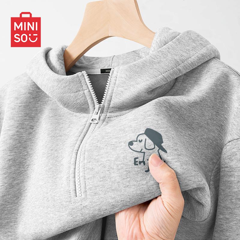 

MINISO Men s Autumn/Winter Half-Zip Fleece Hoodie