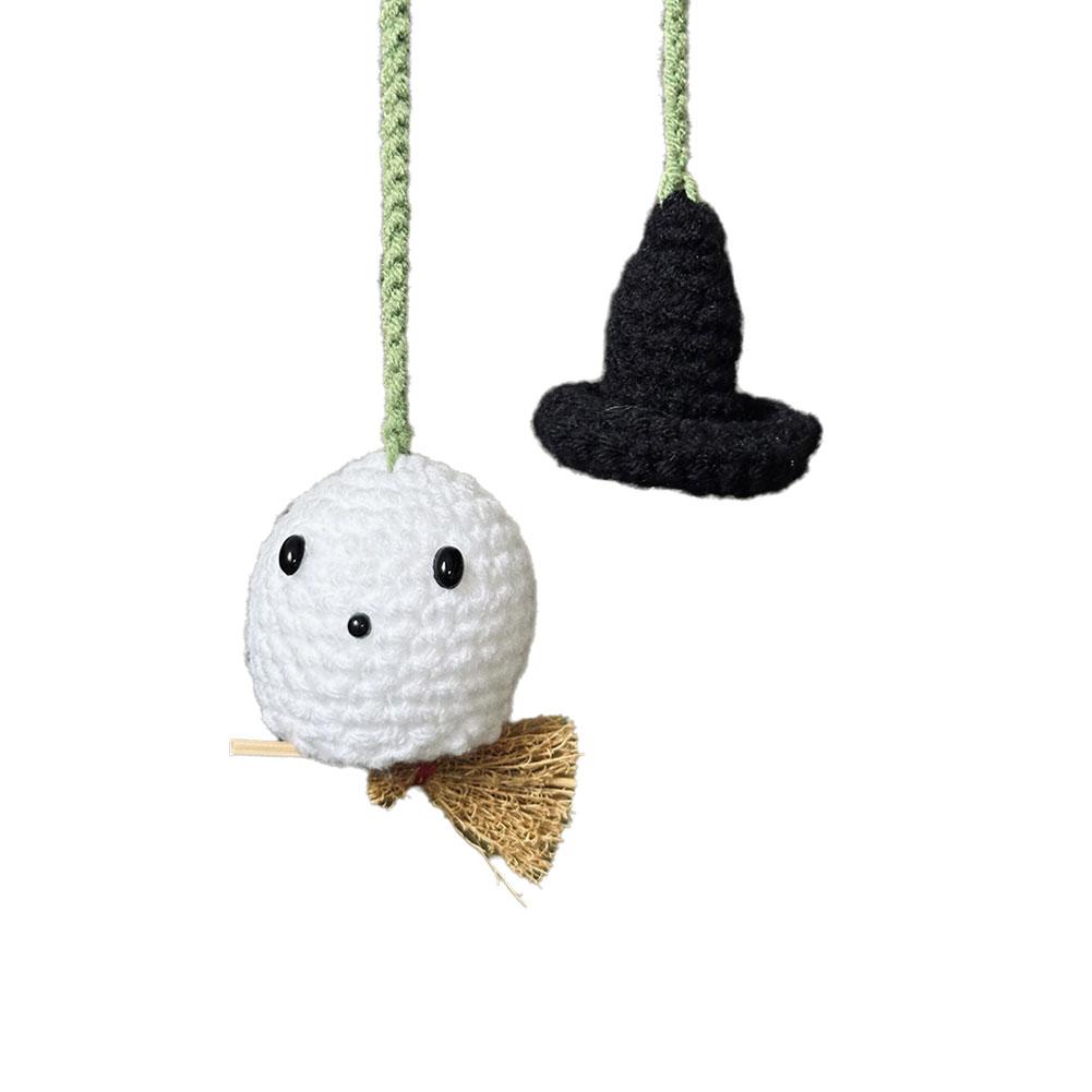 Halloween Crochet Pumpkin And Ghost  Tree Ornaments Small Hanging Ghost Charms Car Pendant Decoration Holiday Party Home Decors