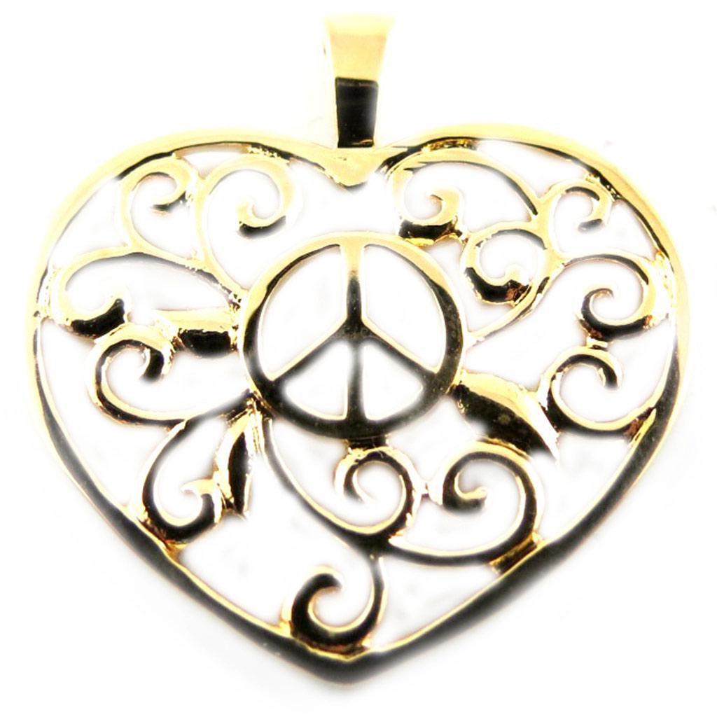 Les Trésors De Lily [F9175] - Gold Plated 'Heart Peace' Pendant