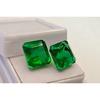 Green Emerald Square Colombian For Earring Making 19.15 Ct Pair Gemstone