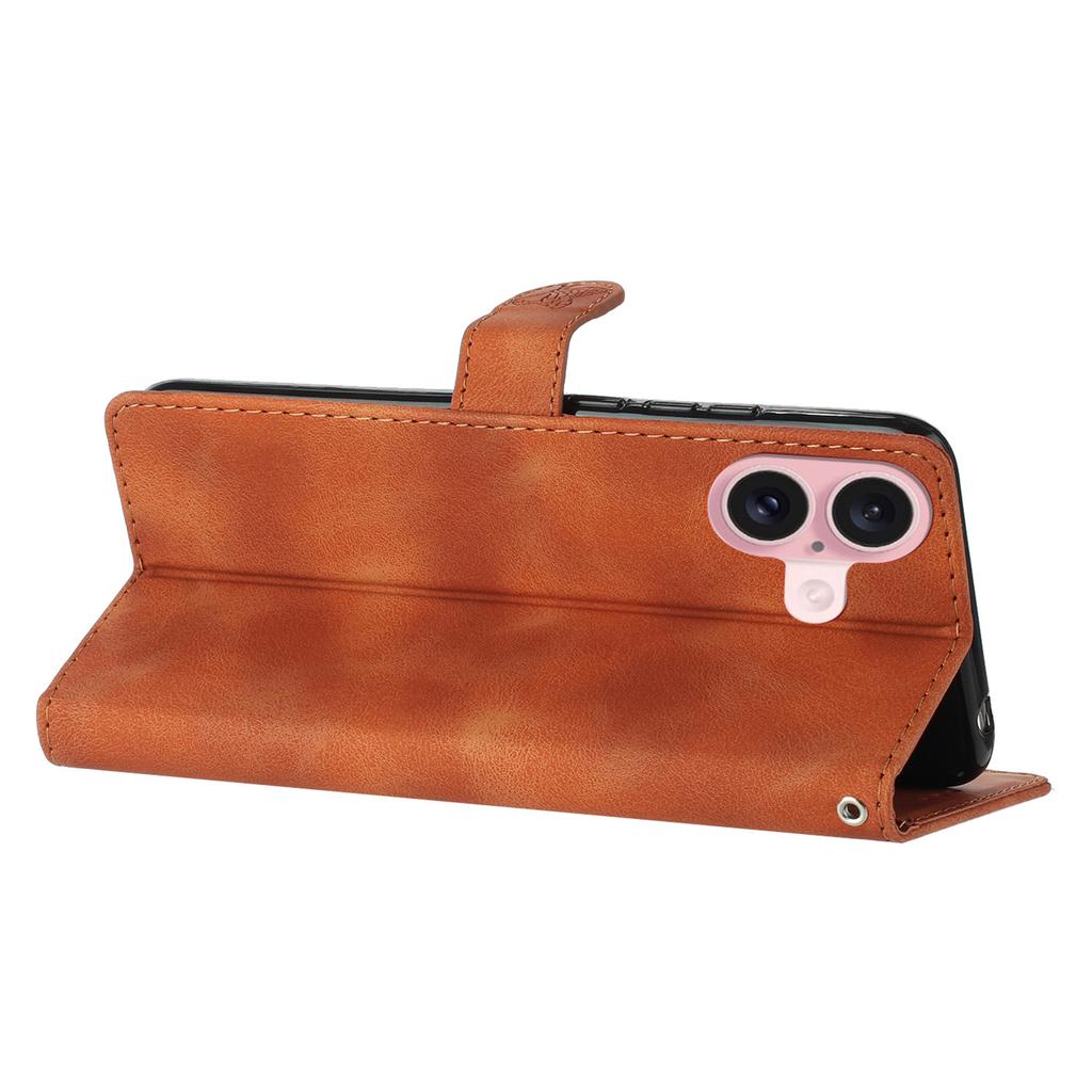 For iPhone 16 Case Imprinted Flower Leather Phone Cover Wallet with Card Holder