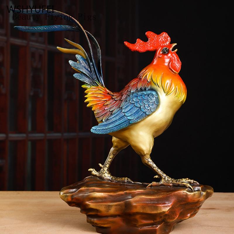 1PCS Metal Golden Rooster Decoration Home Living Room Office Rooster Lucky Crafts Metal Figurine