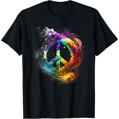 Friedenszeichen der Freiheit Hippie Blumenkind Weltraumwissenschaft T-Shirt
