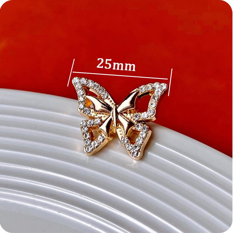 10pcs Metal Button DIY Craft High-Grade Inlaid Rhinestones Decorative Fashion Butterfly Shape Button Sewing Clothing Accessories