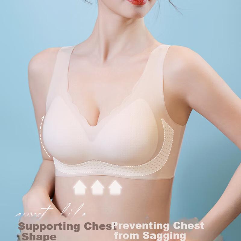 Dushiliren Women's Summer Thin Bra, Anti-Sagging, Side Support, Push-Up for Small Breasts, Beautiful Back Design, Seamless, Wireless Brassiere