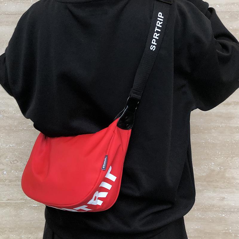 casual trendy messenger bag simple letters large capacity wide shoulder strap shoulder bag Oxford cloth crescent bag women's bag