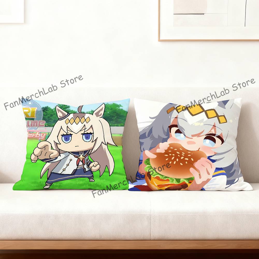 PPretty Anime DDerby OOguri CapS Cushion For Bedroom Car Coffee Shop Room and Living Room Sofa Decorative Pillow Cover Case
