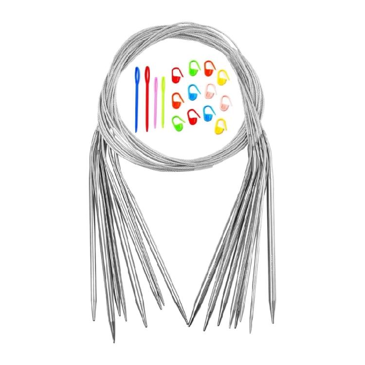 

Stainless Steel Knitting Needle 100cm Long With Stitching Markers Great For Handcraft 1