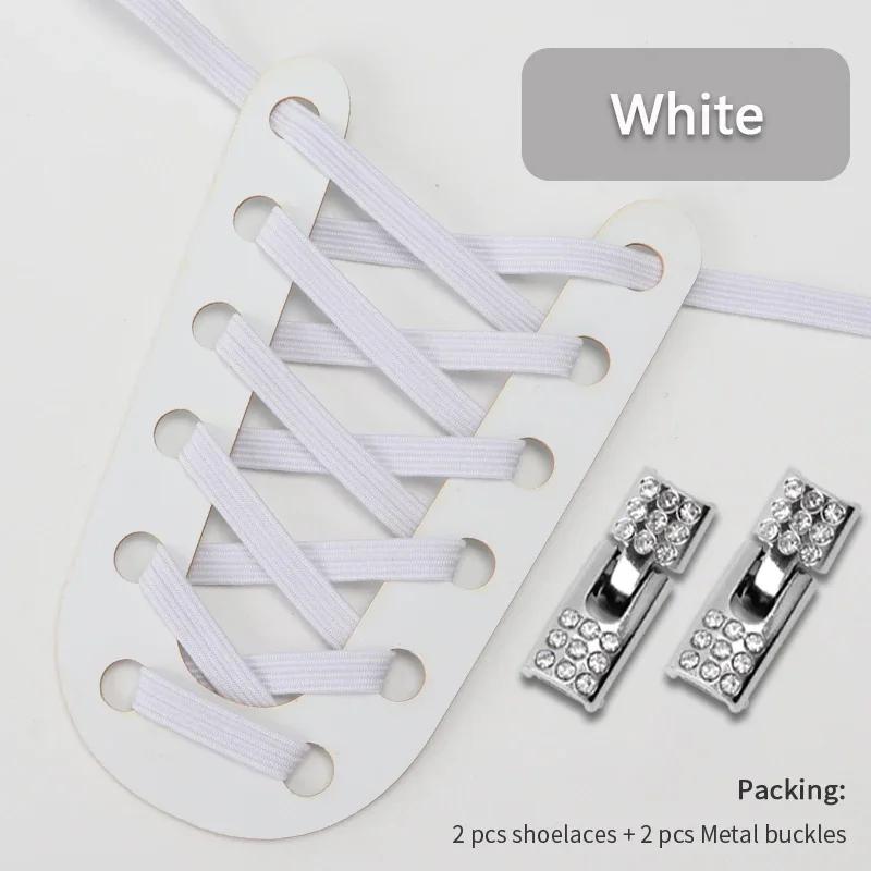 Fashion Elastic No Tie Shoelaces Rhinestone Cross Lock Tieless Shoelace Flat Shoe Laces Suitable for Sneakers and Athletic Shoes