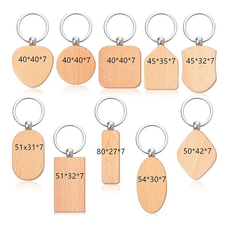 10/20/50Pcs Various Shape Blanks Wood Keychains Suitable For Laser Engraving Gift Diy Tag Laser Keychain Making Name Logo Gift