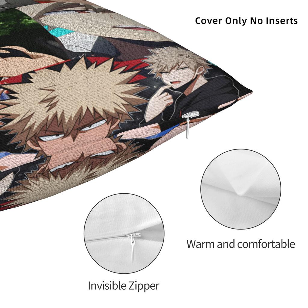 Anime K-Katsuki B-Bakugo Pillow Case Kawaii Pillow Cover Square Pillowcases For Chair Sofa Home Decor