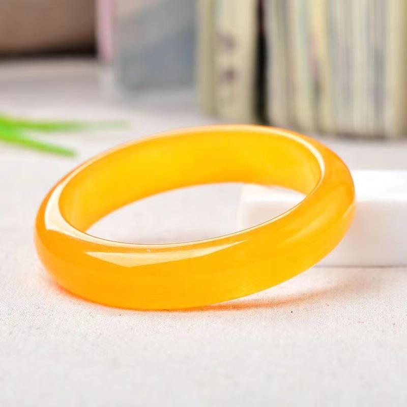

Ice Quartzite Jade Yellow Bracelet for Women - Oily Yellow Jade Color Jewelry 62-64mm