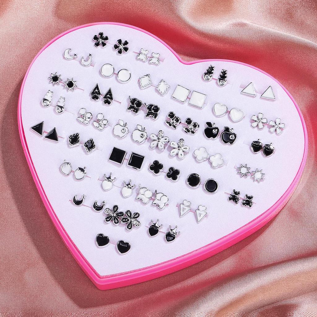 36 Pairs Non-allergenic Heart Box Earring Set - Fashionable, Non-repeating Designs for Women and Best Friends.