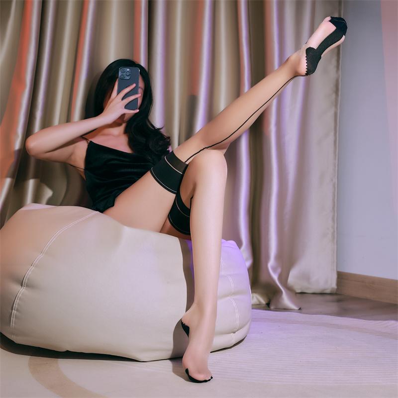 Foot Shaped Wide Tube Thigh High Stockings Retro Back Line Silky Hosiery Ladies Pole Dance Transparent Clubwear Knee High Socks