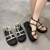 Fashion Open Toe Muffins shoe Clogs With Heel Studded Sandals Fashion Womens Shoes 2025 All-Match Peep Flat Thick Luxury Summer New