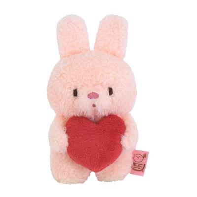 Sunlemon Fluffy Tatton Heart Rabbit Pink SS Stuffed Animal 7×6×13cm P-8972