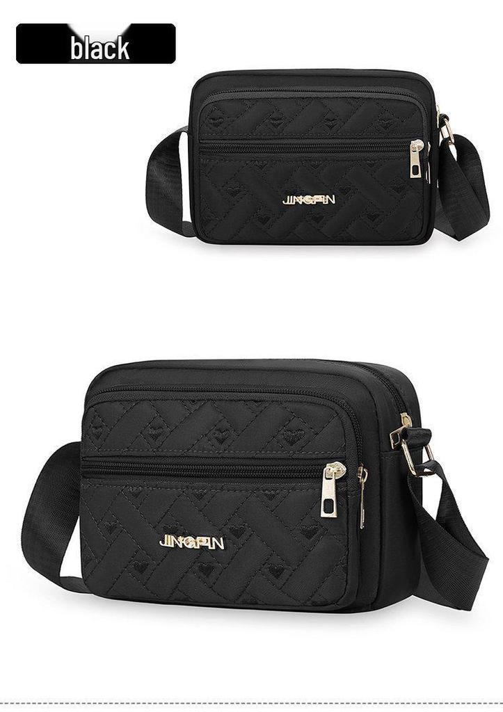 Women's Daily Casual Nylon Cross-Body Shoulder Bag with Multi-Layer Zipper