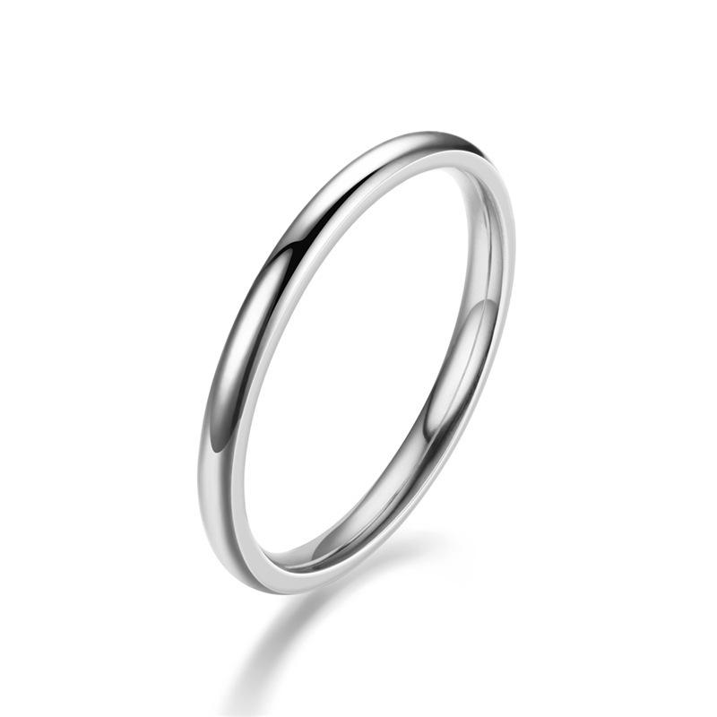 

Korean Style Titanium Steel 2mm Women s Ring - Popular European & American Stainless Steel Couple s Ring Size 7 серебряный