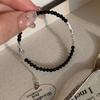 Korean Style Simple Black Beaded Bracelet Light Luxury Niche Design Versatile Handmade Silver Gravel Bracelet