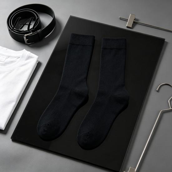 Daily Commute Work Socks Men Striped Crew Socks Cotton Dress Moisture Wicking Everyday Wear Resistant Breathable for Business Office Casual