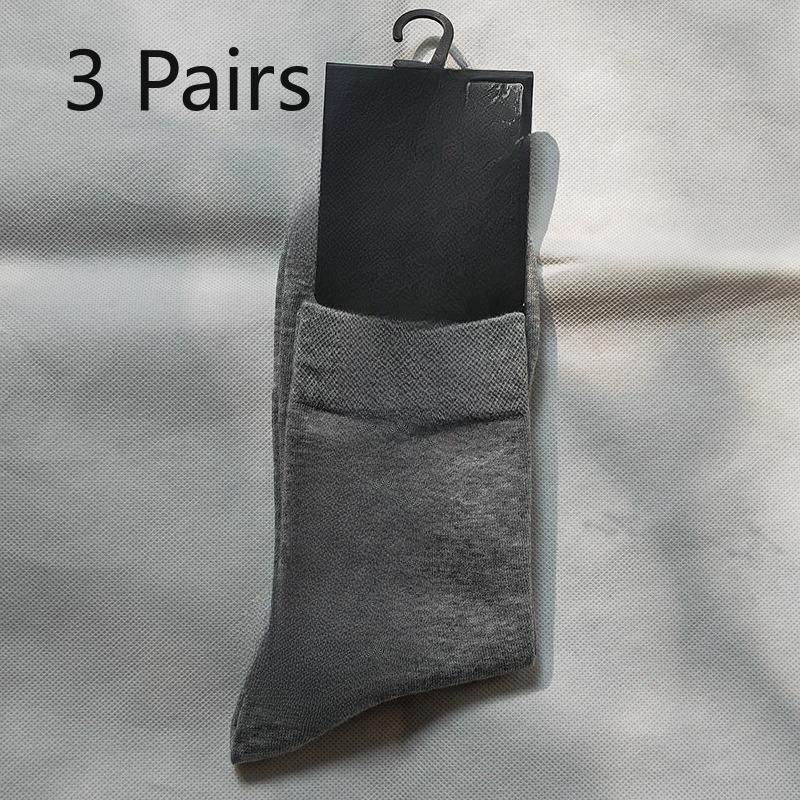 3 Pairs of Plus Size Men's Spring and Autumn Business All Match Cotton Medium Tube Cotton Socks
