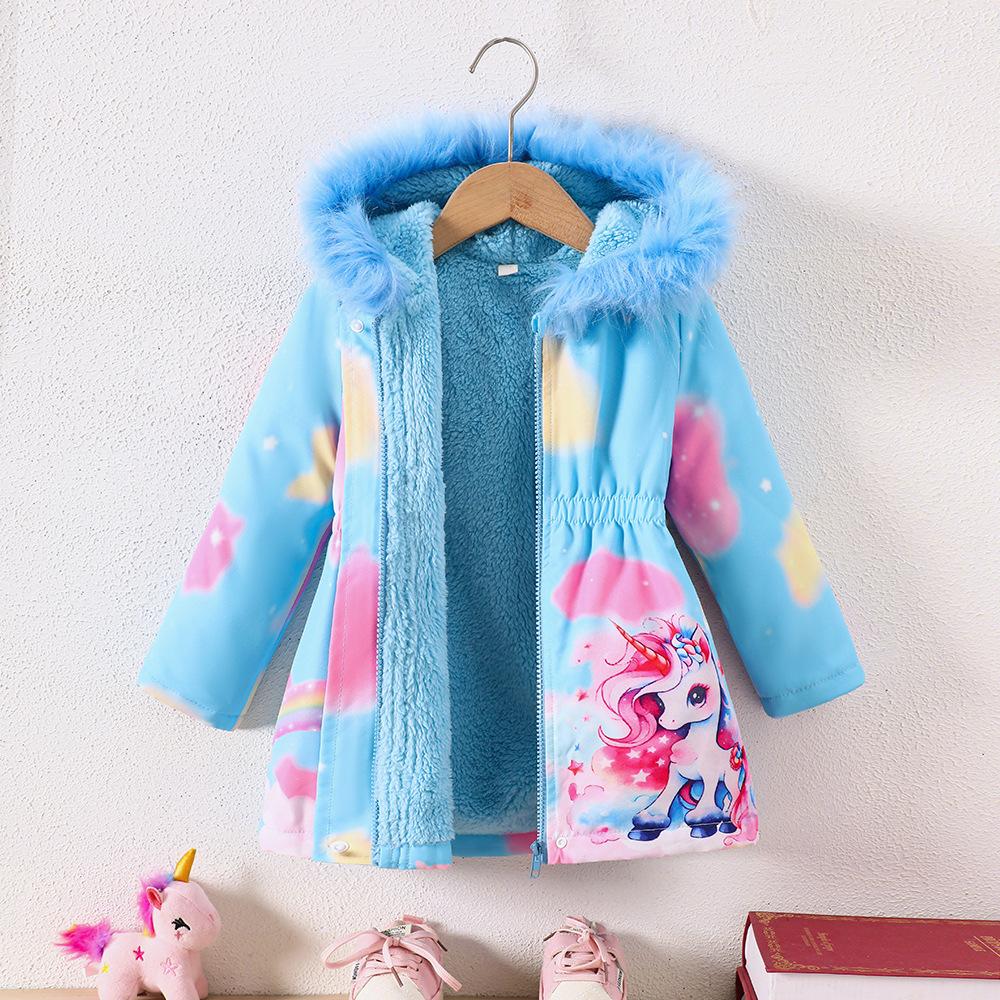Baby Girls Pink Hooded Winter Jacket Coats with Zipper Children Clothing Kids Girls Clothes for 2 3 4 5 6 7 Years