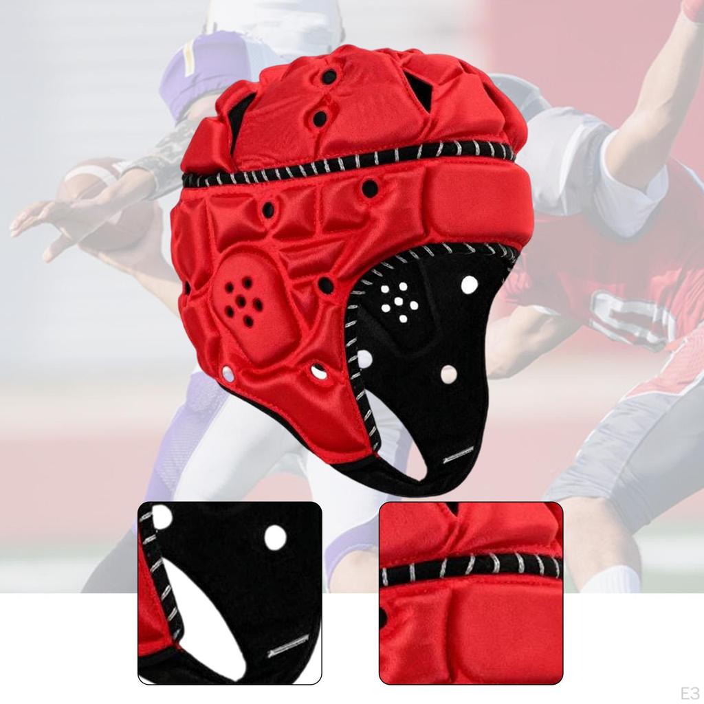Rugby Helm Erwachsene Verstellbar Scrum Cap Anti-Kollisions Kopfschutz Sport für Flag Football Pitcher