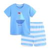 Completo estivo da ragazzo a due pezzi con ricamo velico a maniche corte Outfit con pantaloncini per bambini medio-piccoli