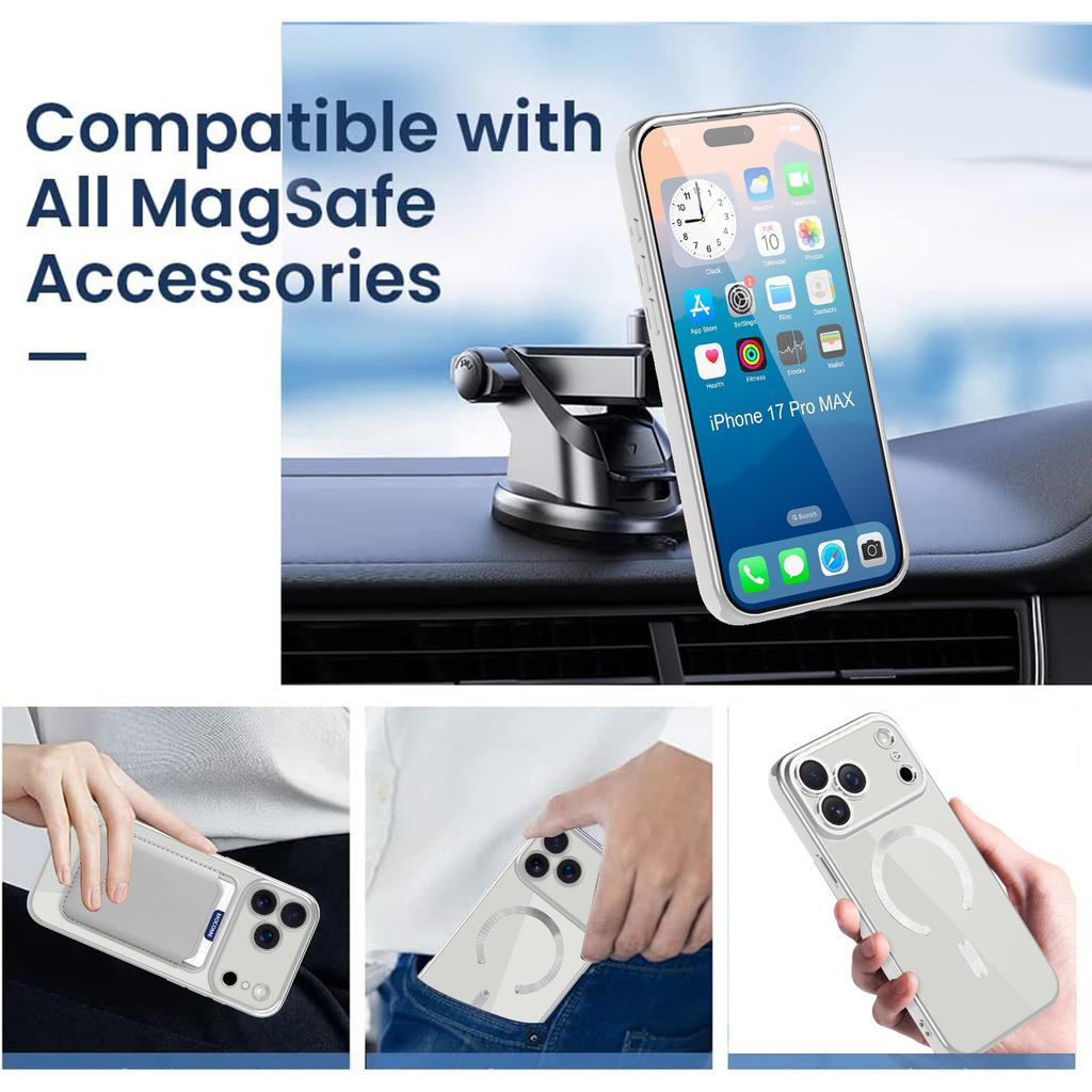 For iPhone 11 12 13 14 15 16 17 Pro Max Air 16E 16 Plus Wireless Charging Phone Case Luxury Magnetic Card Bag Protective Cover