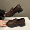 Retro brown platform small leather shoes women's new spring versatile one-pedal