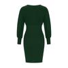 Women's Fashion Color Slim Fit Temperament Dress Knitted Doll Sleeve Skirt